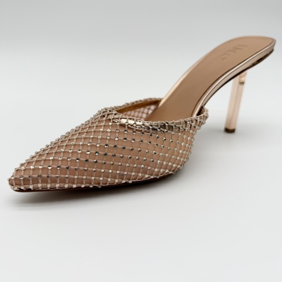 INC Emory Rhinestone Mesh Slide Stiletto Heels Pointed Toe Gold 11 NEW imperfect - Picture 10 of 17